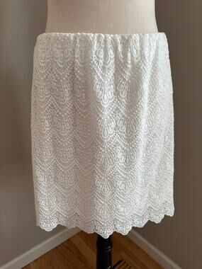 J.Crew White‎ Lace Mini Skirt Scalloped Hem Size 6 Coquette Bridal Graduation
